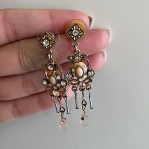 Peach and Gold Chandelier Earrings